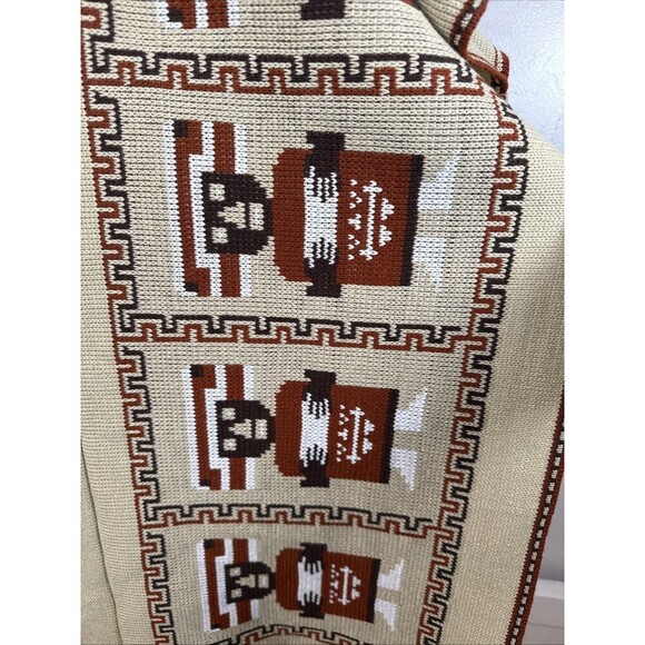 Southwest Aztec Poncho Kimono With Tie Closure Fringe Hem - Picture 7 of 14